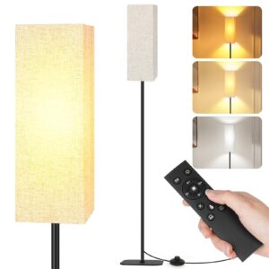 ataefr floor lamps for living room bedroom, modern standing lamp with remote control, dimmable 3 color temperatures, 67" tall lamp for reading office, 12w led bulb