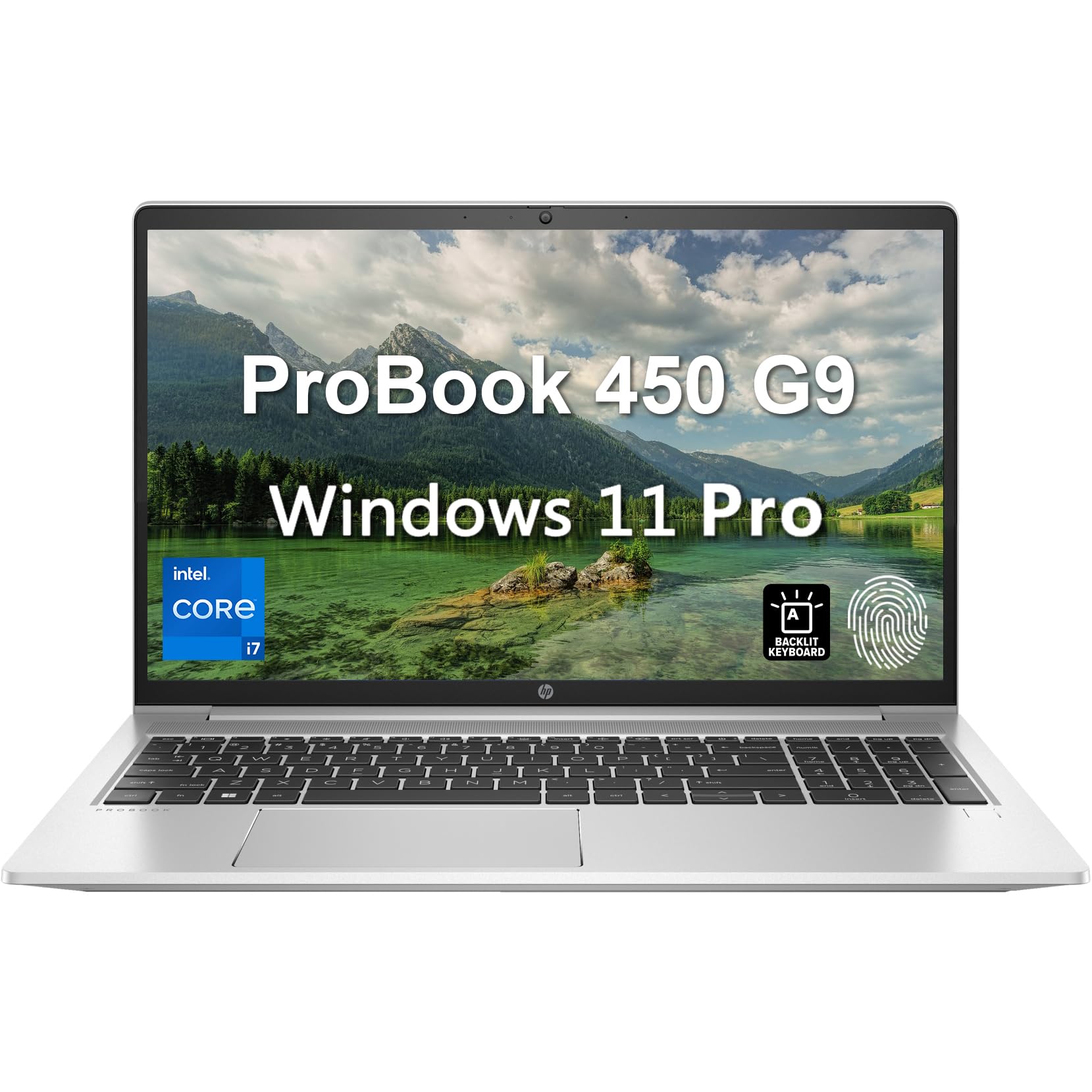 HP 2023 ProBook 450 G9 15.6" FHD Business Laptop, 12th Gen Intel 12-Core i7-1260P, 16GB DDR4 RAM, 512GB PCIe SSD, WiFi 6, BT 5.2, Backlit Keyboard, Fingerprint Reader, Windows 11 Pro, BROAG Cable