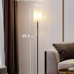 addlon Floor Lamps for Living Room, dimmable Floor lamp with Linen lampshade, Modern Standing Lamps, Bright Floor lamp for Bedroom and Office - Black