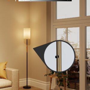 addlon Floor Lamps for Living Room, dimmable Floor lamp with Linen lampshade, Modern Standing Lamps, Bright Floor lamp for Bedroom and Office - Black