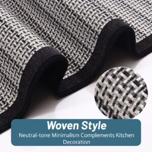 Cognitixx Kitchen Rugs, Non Skid Washable Kitchen Floor Rugs Absorbent Kitchen Mats with Rubber Backing, Durable Woven Floor Mats for Kitchen, Home, Farmhouse, Front of Sink (Black, 20" x 32")