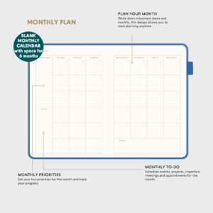 Daily Planner 2024. Undated Daily, Weekly & Monthly Planner with Time Slots. Achieve Your Goals – Organize Your Life with This Weekly Planner, A5 size, Hardcover Agenda. Start Anytime Weekly Monthly