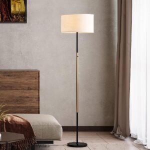 addlon Floor Lamps for Living Room, dimmable Floor lamp with 2 LED Bulbs, Super Large lampshade Modern Standing lamp, Bright Tall Floor lamp for Bedroom and Office (Adjustable Brightness) - Black