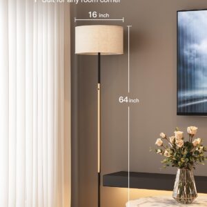 addlon Floor Lamps for Living Room, dimmable Floor lamp with 2 LED Bulbs, Super Large lampshade Modern Standing lamp, Bright Tall Floor lamp for Bedroom and Office (Adjustable Brightness) - Black