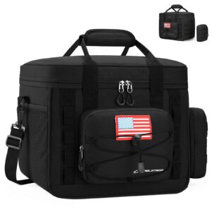 maelstrom tactical lunch box, insulated lunch bag for men, large leakproof soft cooler bag with detachable molle bags, durable lunch tote for adult women work,picnic,20 cans/15 l, black
