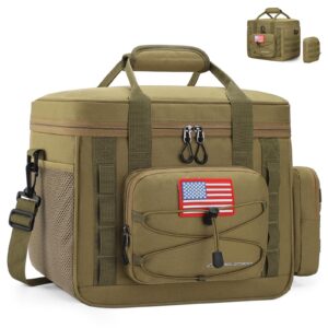maelstrom tactical lunch box, insulated lunch bag for men, large durable leakproof cooler bag with detachable molle bags, modern lunch tote for adult women work,picnic,20 cans/15 l, khaki