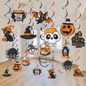 ccinee hanging swirl ceiling scare decorations for halloween party, 36 pcs large size witches ghost pumpkin spider ceiling home indoor halloween eve party decor supplies