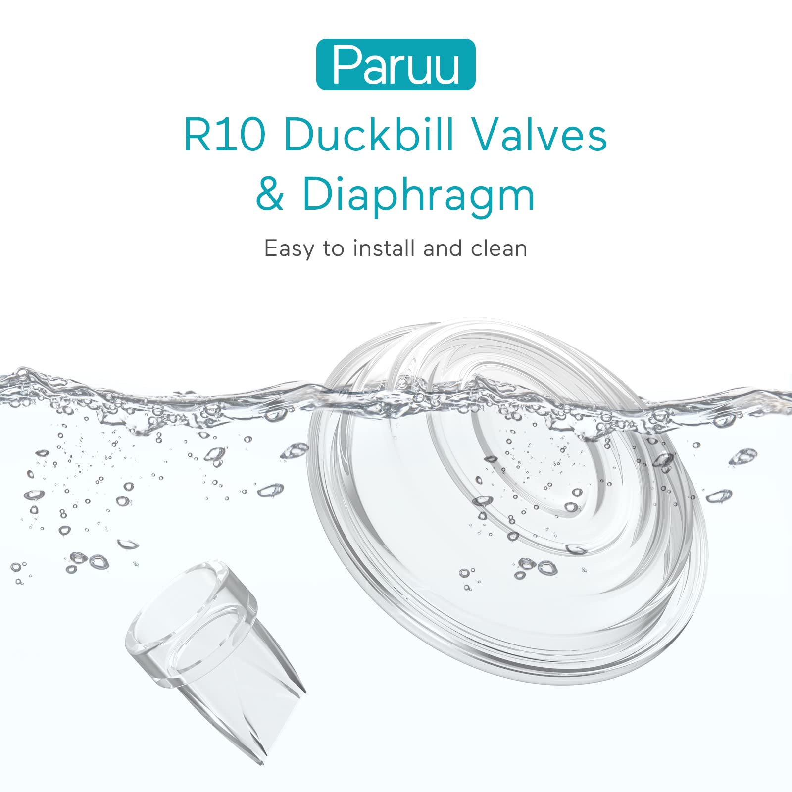 Paruu R10 Duckbill Valves & Silicone Diaphragm, R10 Original Breast Pump Parts, Wearable Breast Pump Replacement Accessories, 2 Pack Set