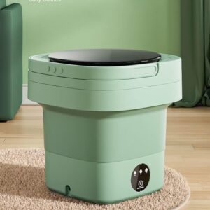 Small Portable Washing Machine, Mini Washer 9L High Capacity with 3 Modes Deep Cleaning for Underwear, Baby Clothes, or Small Items, Foldable Washing Machine for Apartments, Camping, Travel (Green)