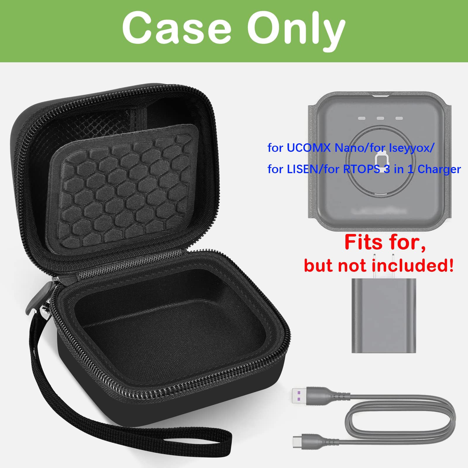 Carrying Case for UCOMX Nano 3 in 1 Wireless Charger, Storage Holder for Iseyyox/for LISEN/for RTOPS and More Foldable Magnetic Charging Station Travel Fast Chargers Adapter (Black)