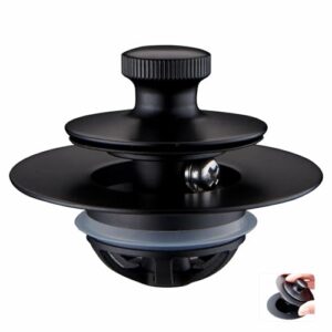 black universal bathtub drain stopper lift and turn conversion kit, wellup bath tub drain stopper with easy to install, replaces tip-toe and lift and turn, trip lever drains for tub (matte black)