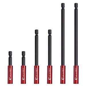 columpro 6pcs strong magnetic drill bit extension holder for impact driver,1/4" hex shank s2 steel magnetic screwdriver extension,straight without bending drill bit extender,2, 4, 6-inch extensions