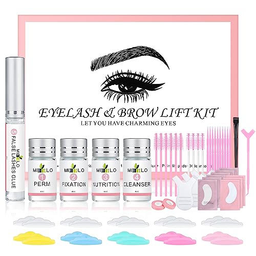 Lash Lift Kit & Eyelash Perm Kit for Solon at Home, Professional Eyelash Curling Lash Extension Set, Including Eyelash Glue, 5 Size Lift Pads, Eye Gel Patchs, Lash Brush and Accessories