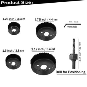 Hole Saw Kit, 6-Piece Set. Specially Constructed Heat Treated Carbon Steel, Metal Hole Saw Kit Mandrels, Ideal for Soft Wood, PVC Board，Wood, Plastic, Drywall