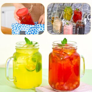 Moretoes 16oz Mason Jar Cups, Glass Cups with Lids and Straws, Iced Coffee Cups with Handle, Drinking Glass for Smoothie, Milk, Juice Set of 6