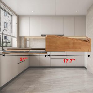 DINDON Pull Out Cabinet Organizer for Pans, Cookie Sheet, Bakeware, Cutting Board, Slide Out Kitchen Cabinet Storage Organizer Rack, 10.5''W X 21"D X 7.5"H, Wood