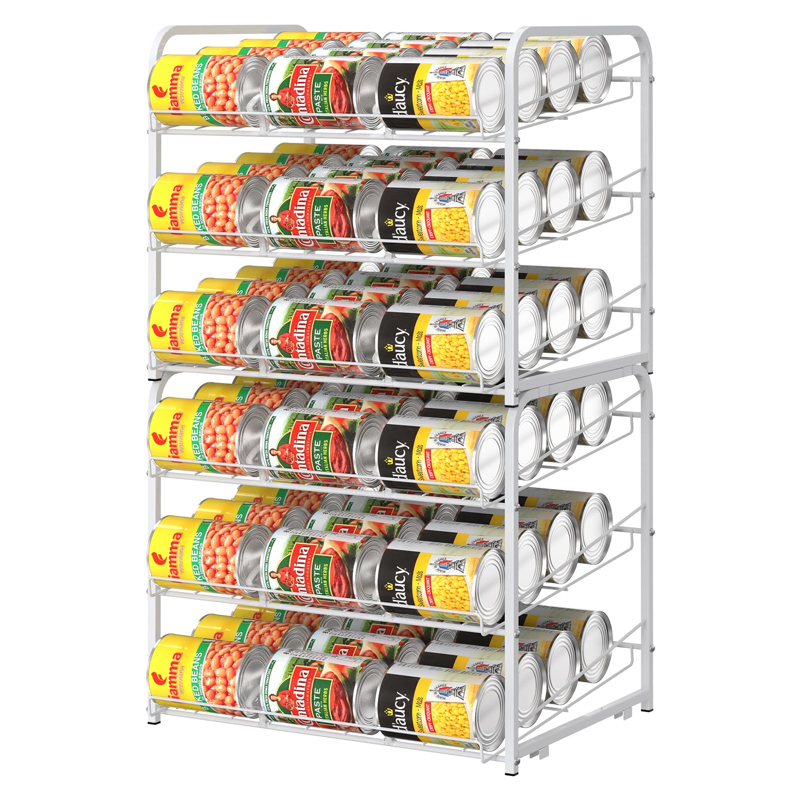 MOOACE Stackable Can Rack Organizer 2 Pack, Can Storage Dispenser for 72 Cans, Can Organizer for Pantry Kitchen Cabinet, White