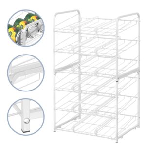 MOOACE Stackable Can Rack Organizer 2 Pack, Can Storage Dispenser for 72 Cans, Can Organizer for Pantry Kitchen Cabinet, White