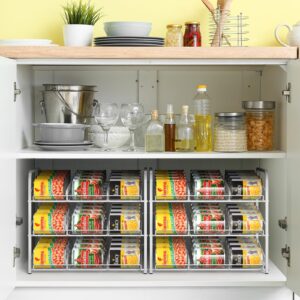 MOOACE Stackable Can Rack Organizer 2 Pack, Can Storage Dispenser for 72 Cans, Can Organizer for Pantry Kitchen Cabinet, White