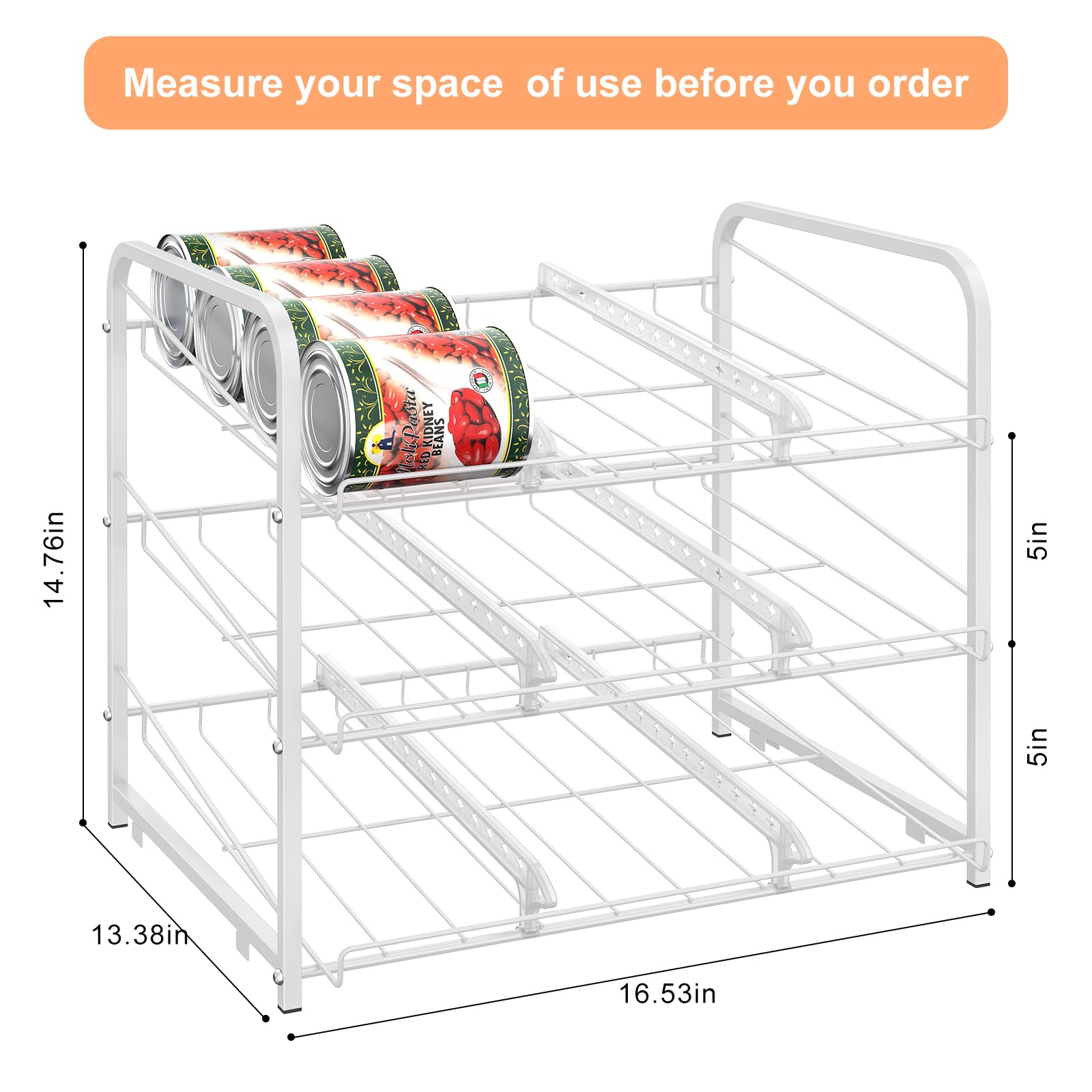 MOOACE Stackable Can Rack Organizer 2 Pack, Can Storage Dispenser for 72 Cans, Can Organizer for Pantry Kitchen Cabinet, White