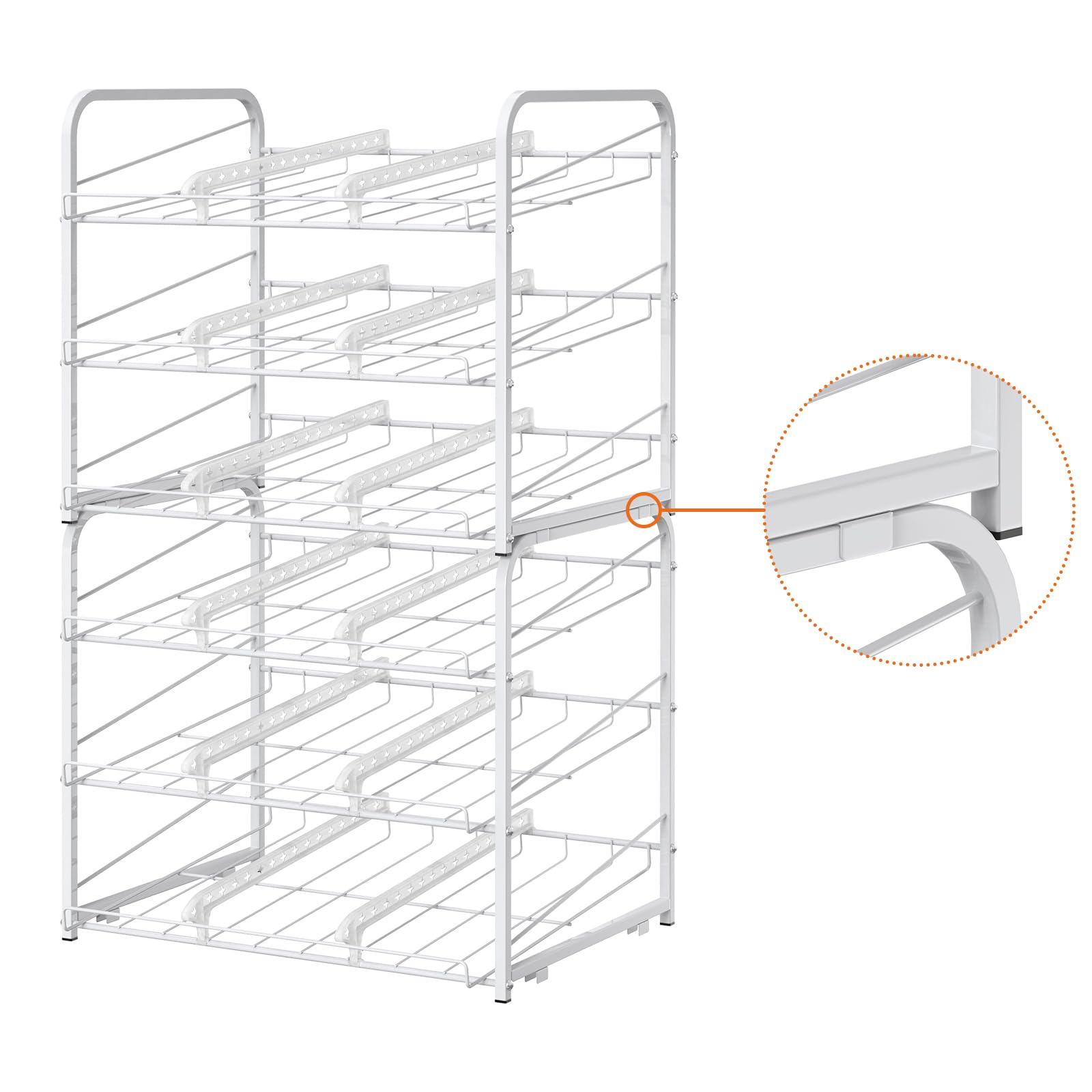 MOOACE Stackable Can Rack Organizer 2 Pack, Can Storage Dispenser for 72 Cans, Can Organizer for Pantry Kitchen Cabinet, White