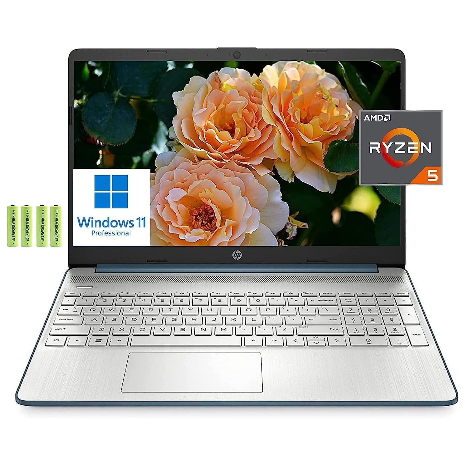 HP 15 15.6'' FHD Business Laptop Computer[Wins 11 Pro], 6-Core AMD Ryzen 5 5500U (Beat i7-1165G7), 32GB RAM, 1TB PCIe SSD, Fast Charge, Up to 9.5 Hrs, Wi-Fi 5, BT 4.2, HDMI, Webcam, w/Battery, Blue