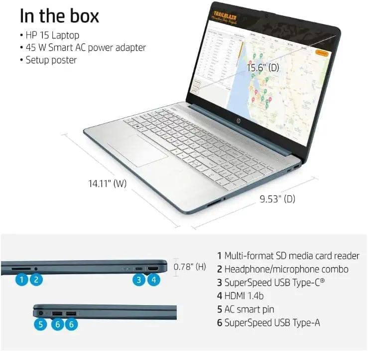 HP 15 15.6'' FHD Business Laptop Computer[Wins 11 Pro], 6-Core AMD Ryzen 5 5500U (Beat i7-1165G7), 32GB RAM, 1TB PCIe SSD, Fast Charge, Up to 9.5 Hrs, Wi-Fi 5, BT 4.2, HDMI, Webcam, w/Battery, Blue