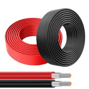 solar panel wire - 30ft 10awg (6mm²) solar extension cable, tinned copper wire pv wire for rv solar panels boat marine automotive home outdoor - red & black (10awg 30ft)