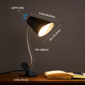 ONEXT LED Clip on Table Lamp with 1 USB Charging Port, Adjustable Neck, On/Off Switch, Modern Desk Lamp for Reading, Working, Studying, Gentle Warm White Light, Eye Protect