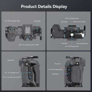 SmallRig Cage for Canon R8, Camera Cage for EOS R8 with1/4-20 Threaded Holes, 3/8"-16 Locating Holes for ARRI, Included Cold Shoe, QD Port and NATO Rail - 4212