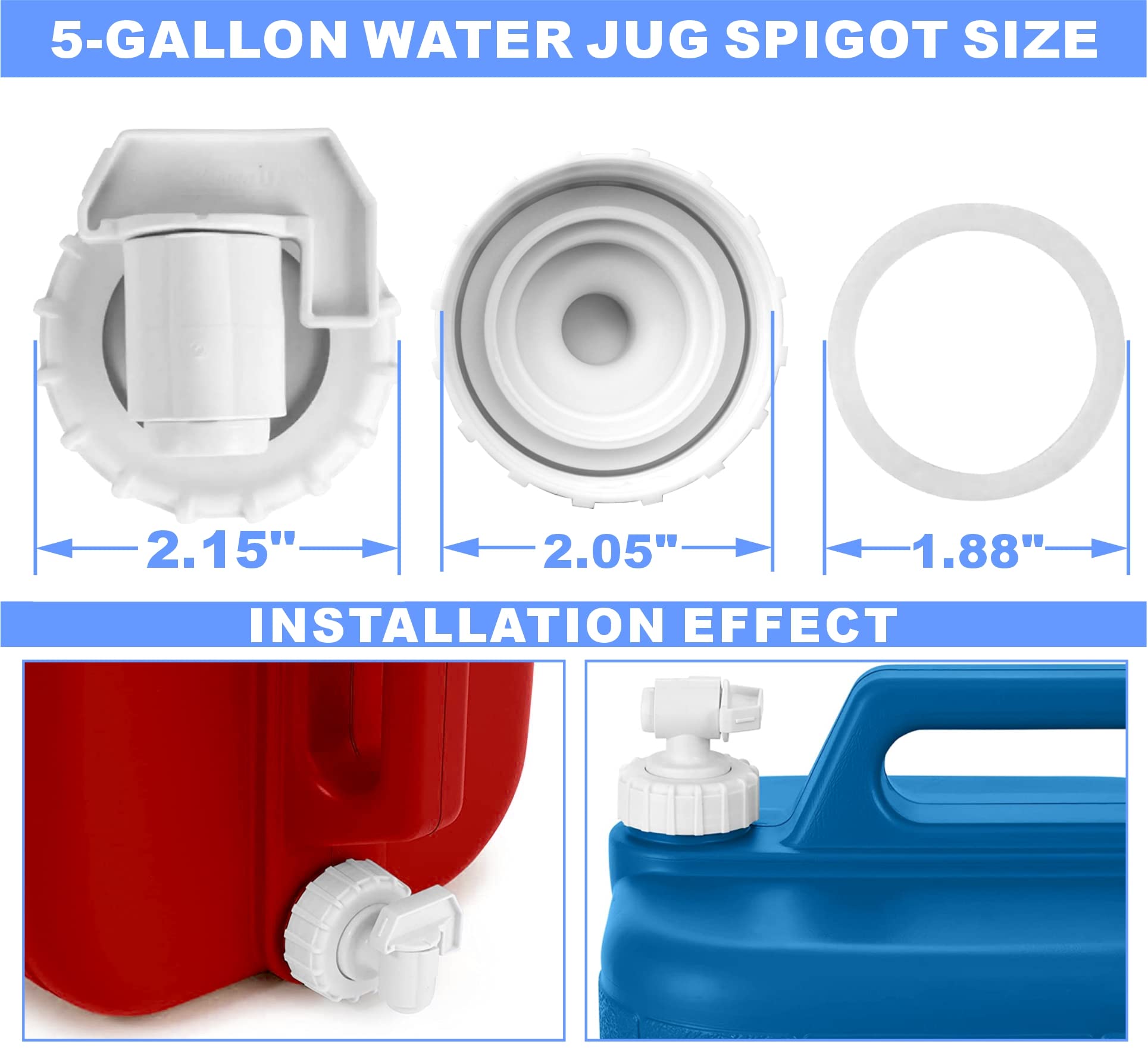 5-Gallon Water Jug Spigot, Water Carrier Jug Replacement Faucet Assy Kit. Compatible with Coleman 5 Gallon Water Carrier Model 5620 Blue 5-Gallon Chiller. Easy replacement Durable 5-Gallon Faucet Assy