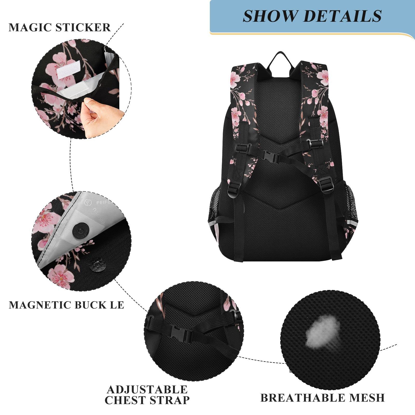 ALAZA Cherry Blossom Sakura Laptop Backpack Purse for Women Men FloralTravel Bag Casual Daypack with Compartment & Multiple Pockets