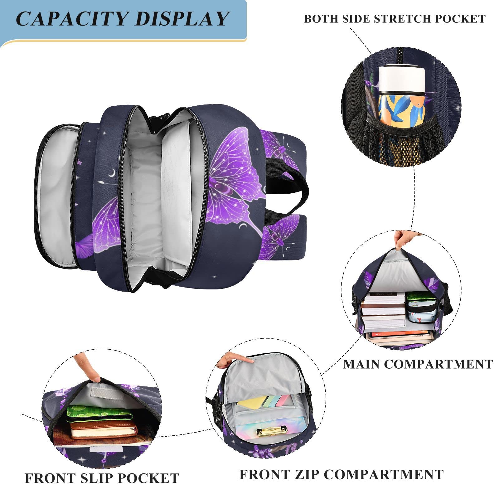 ALAZA Dreamcatcher Crescent Moon Butterfly Laptop Backpack Purse for Women Men Travel Bag Casual Daypack with Compartment & Multiple Pockets