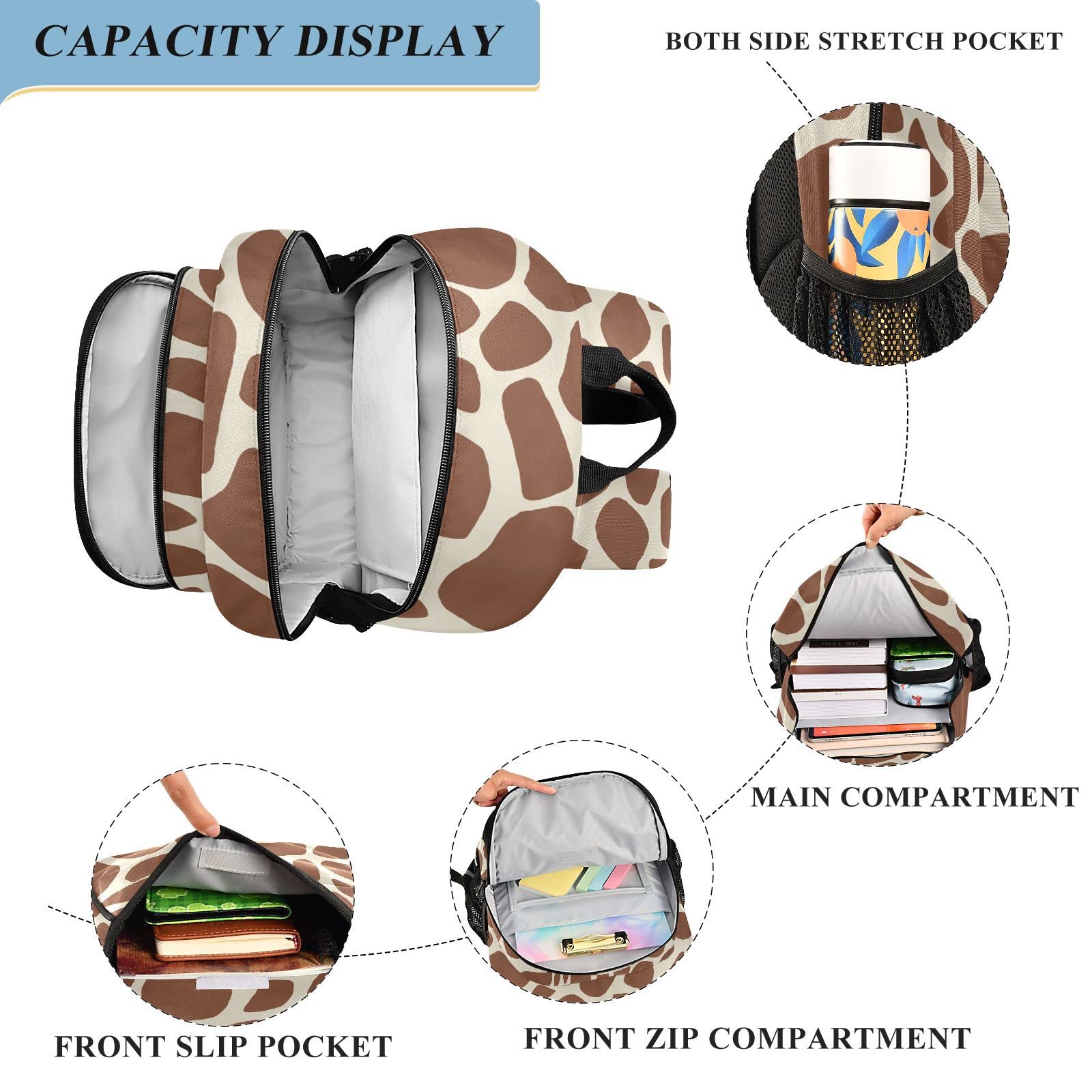 ALAZA Giraffe Cow Print Animal Brown Spot Laptop Backpack Purse for Women Men Travel Bag Casual Daypack with Compartment & Multiple Pockets