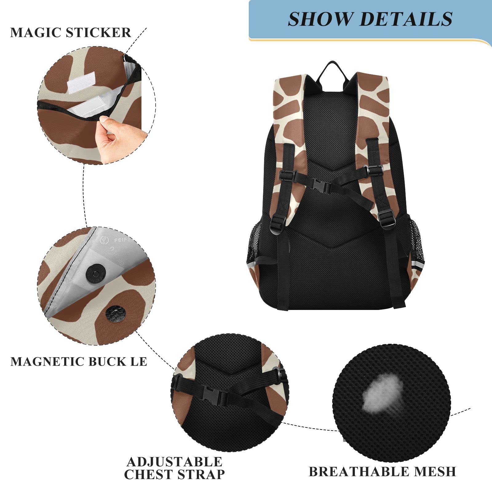 ALAZA Giraffe Cow Print Animal Brown Spot Laptop Backpack Purse for Women Men Travel Bag Casual Daypack with Compartment & Multiple Pockets