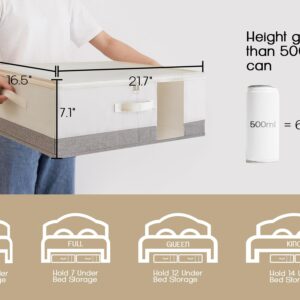 LoforHoney Home Under Bed Storage Containers, Underbed Storage Bins with Clear Window, Under Bed Clothes Storage Box, Foldable Storage Baskets for Organizing, Beige & Gray, 2-Pack, 21.7x16.5x7.1