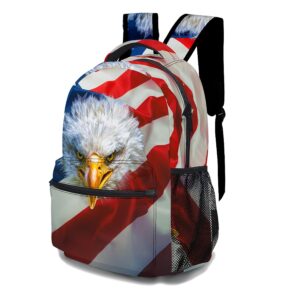 dtccet classic eagle backpack, american flag laptop bag cool daypack with multiple pockets, 3d printed shoulders backpack(eagle & american flag)
