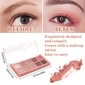 BowJian Korean Eyeshadow Palette Matte&Shimmer Eye Shadow Palette Make Up Pink Eye Black Waterproof Natural Korean Makeup Eye Glitter Eyeshadow High Pigment Pink Eyeshadow Makeup Palettes (Rose)