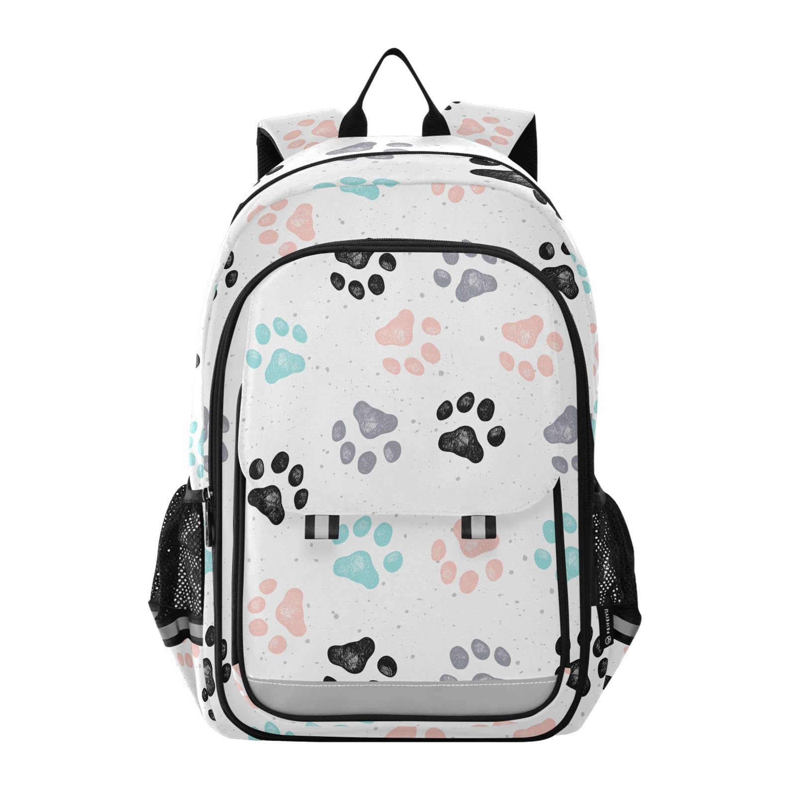 ALAZA Colorful Dog Paw Prints Laptop Backpack Purse for Women Men Travel Bag Casual Daypack with Compartment & Multiple Pockets