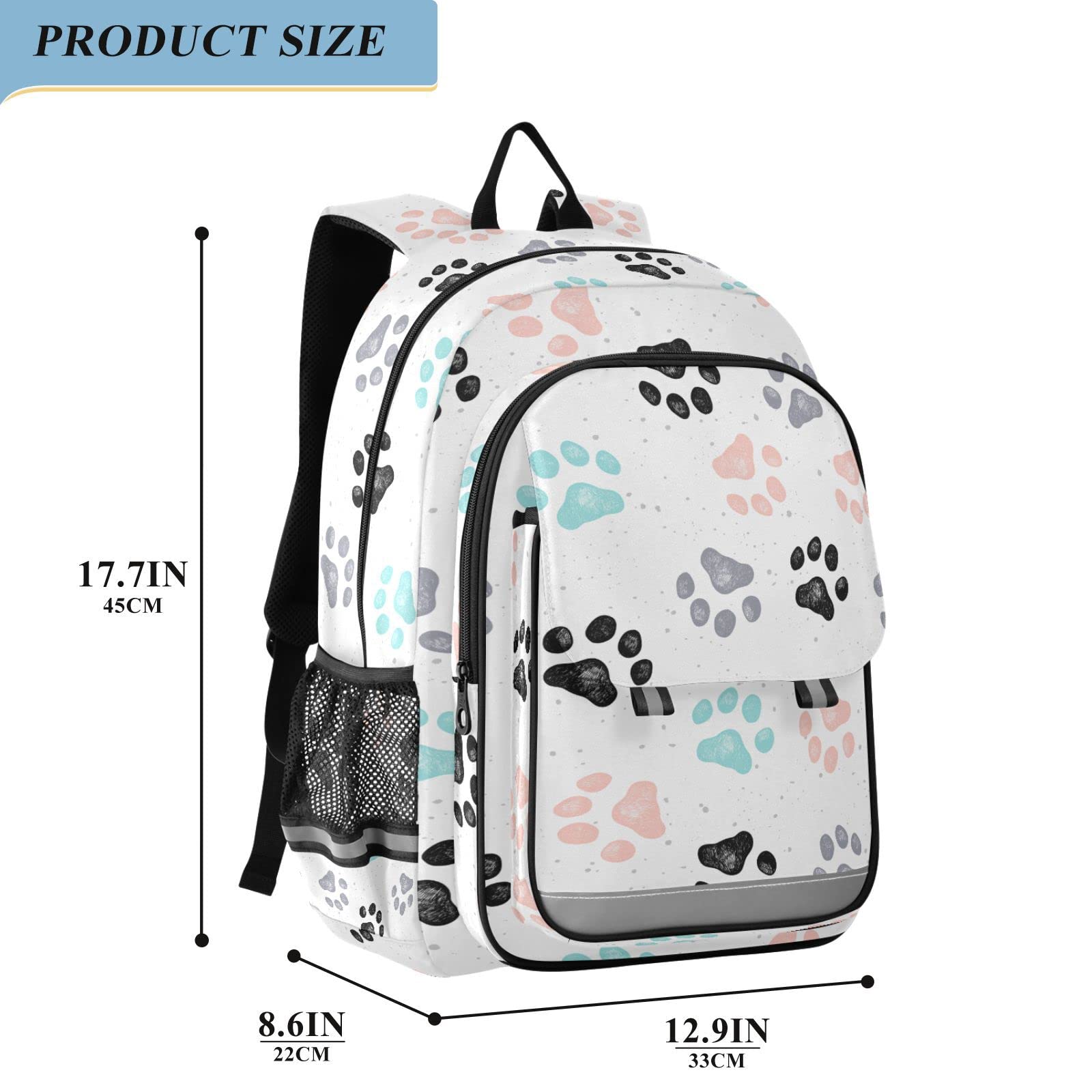 ALAZA Colorful Dog Paw Prints Laptop Backpack Purse for Women Men Travel Bag Casual Daypack with Compartment & Multiple Pockets