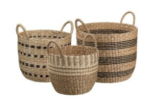 room copenhagen vita 3-piece round basket set, natural/cream/black