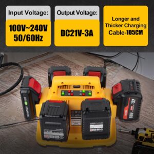 【Upgrade】 DSANKE DCB104 6 Port Charger Replace for DeWalt 20V Battery Charger Station Compatible with Dewalt 20V/60V Battery DCB200 DCB201 DCB203 DCB204 DCB206 DCB181 DCB180 DCB606 DCB612 DCB609