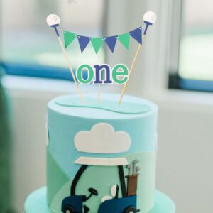 Golf First Birthday Cake Topper - 1st Birthday Cake Topper, Golf Themed First Birthday Party, Golf Tee Decor, One Cake Bunting, Boy 1st Birthday Party Supplies (Golf First Birthday Cake Topper)