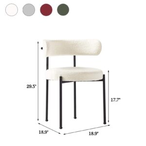 QQXX Upholstered Dining Chairs Cute Boucle Chair,Mid Century Modern Dining Chair for Kitchen Dining Room,Comfy Sherpa Accent Chair Vanity Chair Side Chairs with Metal Legs(Set of 4, White Black)
