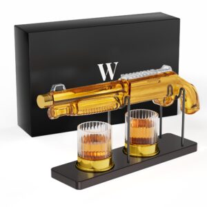 whiskey decanter sets for men, 20.3 oz decanter set with 2 glasses, gifts for men, him, dad, brother, birthday gift ideas from daughter son, cool liquor dispenser for home bar