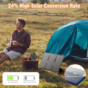 Power Bank with AC Outlet 26400mAh Battery Pack 97Wh Portable Laptop Charger QC 3.0 Portable Power Station & 30W Portable Foldable Solar Panel Charger for Outdoor Camping Solar Battery Charger12 Volt