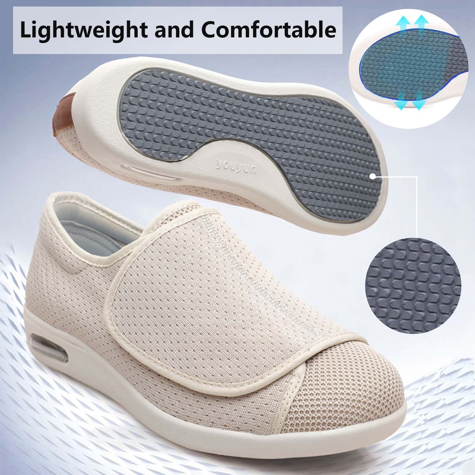 Women Slip On Shoes with Arch Support,Adjustable Closure Lightweight Breathable Swollen Feet Walking Edema Sneakers Men 4.5/Women 5.5 Black