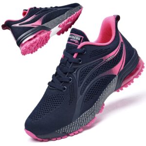 zoomco womens air running shoes non slip womens tennis shoes womens walking shoes mesh air cushion sneakers for gym workout sports rose