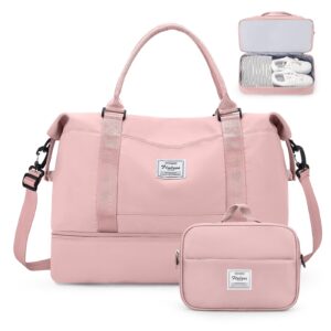 weekender bags for women,personal item travel bag with shoes compartment,overnight travel duffel bag with toiletry bag