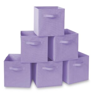 casafield set of 6 collapsible fabric cube storage bins, lavender - 11" foldable cloth baskets for shelves, cubby organizers & more